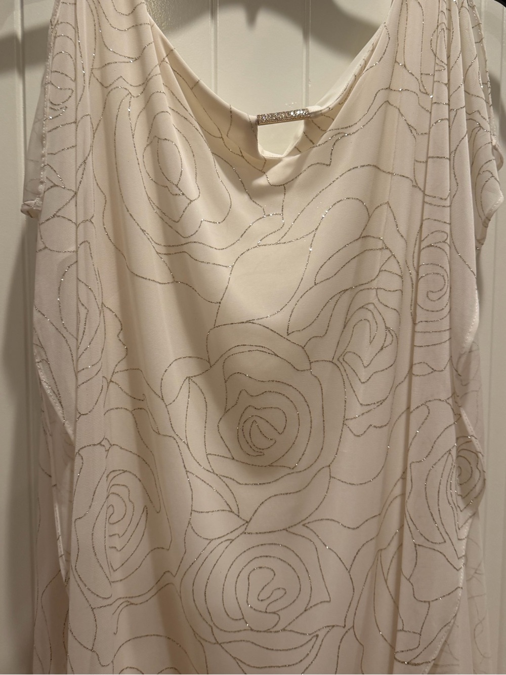 Studio One Cream Beaded Floral Tunic